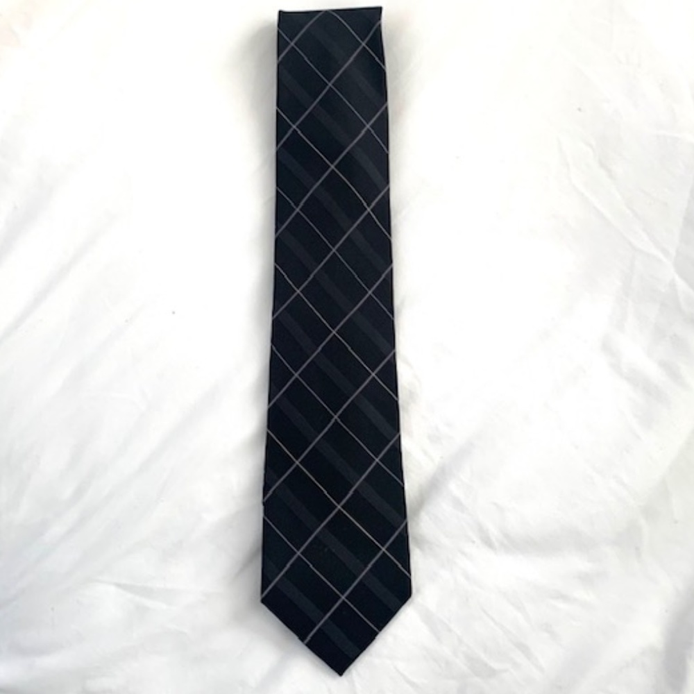Men's DKNY Silk Necktie Black Grey White